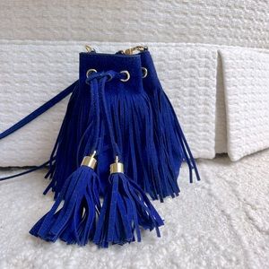 Blue Fringe Basket CrossBody